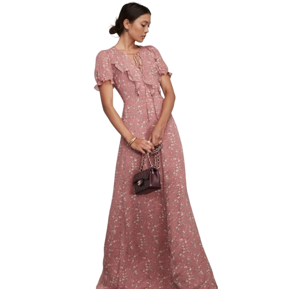 Reformation Pink Floral Huntington Maxi Dress‎ Size 4